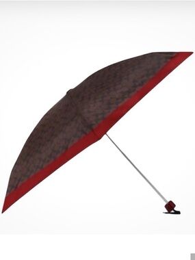Coach Chestnut & Red  Signature Mini Umbrella NWT UV Protection ☔️